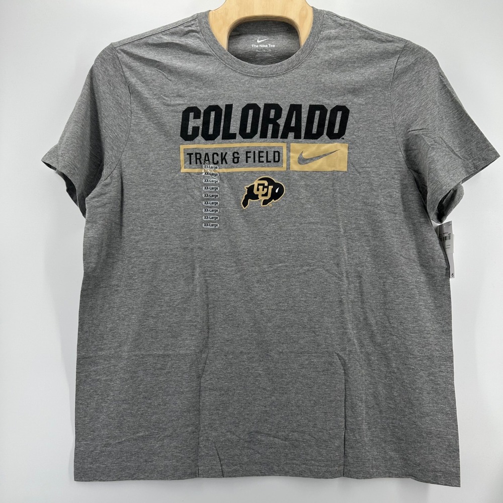 Nike T-Shirt Mens XXL Gray Colorado Track & Field Buffaloes NWT Athletic Tee